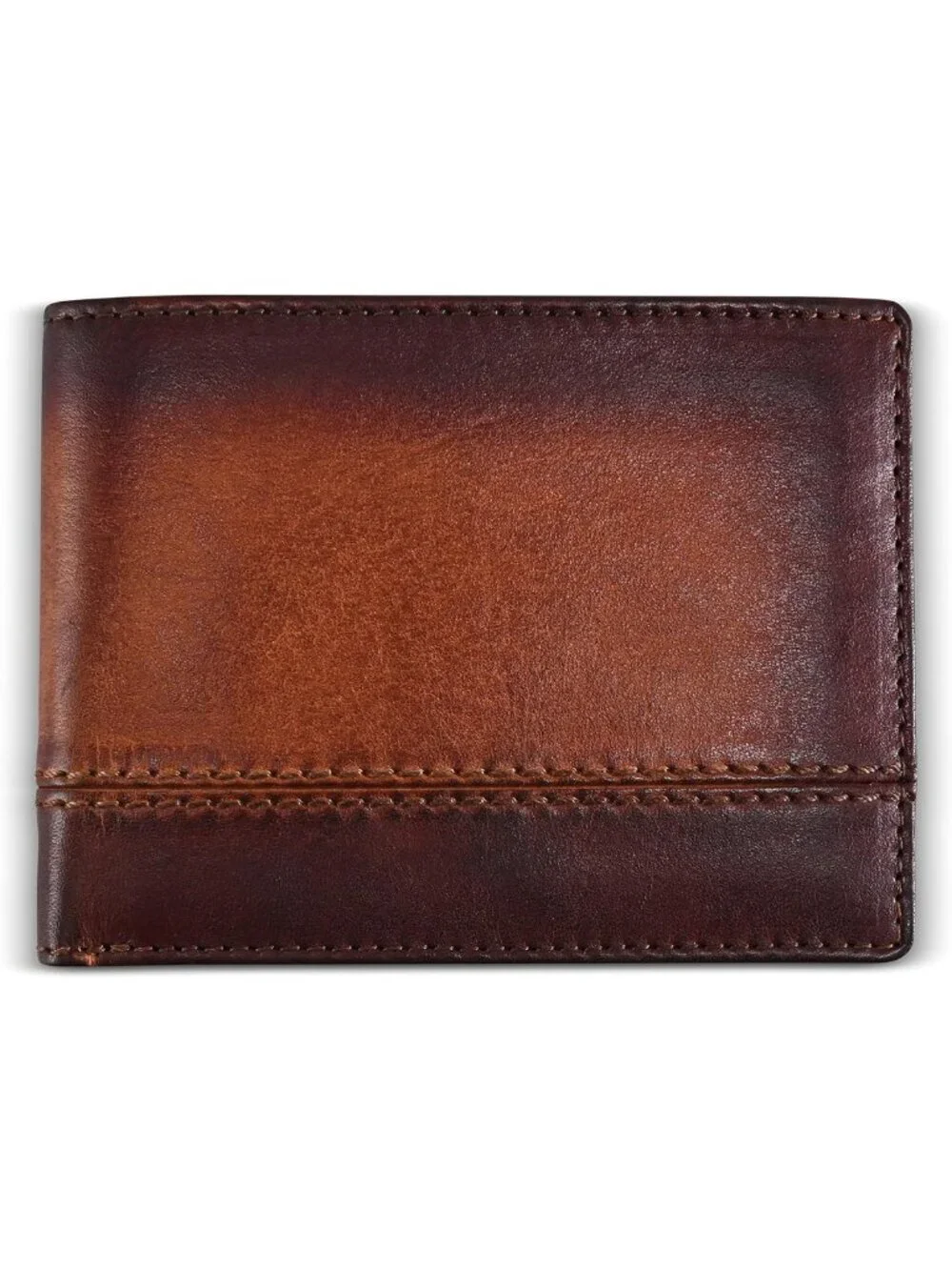 Cognac Brown Leather Bifold Wallet for Men | RFID Blocking & Removable ID Holder